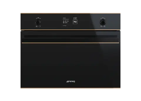 SMEG תנור בנוי משולב מיקרוגל 45 ס"מ זכוכית שחורה סדרת Dolce Stil Novo תוצרת SMEG דגם SF4603MCNR